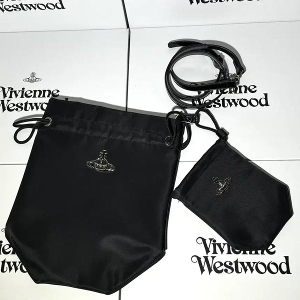 [BUNJANG] Vivienne Westwood Utility Drawstring Pouch Set Shoulder Bag Black / 비비안웨스트우드 유틸리티 드로우스트링 파우치 셋트 숄더백 블랙