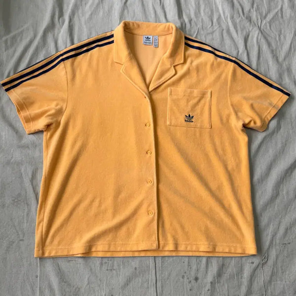 [BUNJANG] Adidas Terry Three-Stripes Pocket Orange Short-Sleeve Shirt L (105) / 아디다스 테리 삼선 포켓 오렌지 반팔 셔츠 L(105)