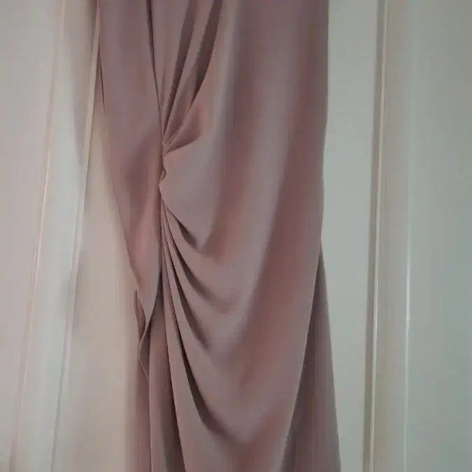 [BUNJANG] Pleated Wrap Midi Dress - Beige / 주름 랩 원피스 베이지