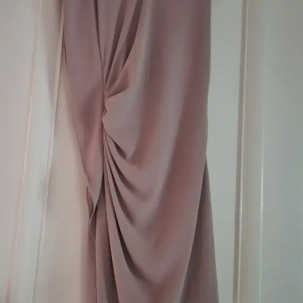 [BUNJANG] Pleated Wrap Midi Dress - Beige / 주름 랩 원피스 베이지