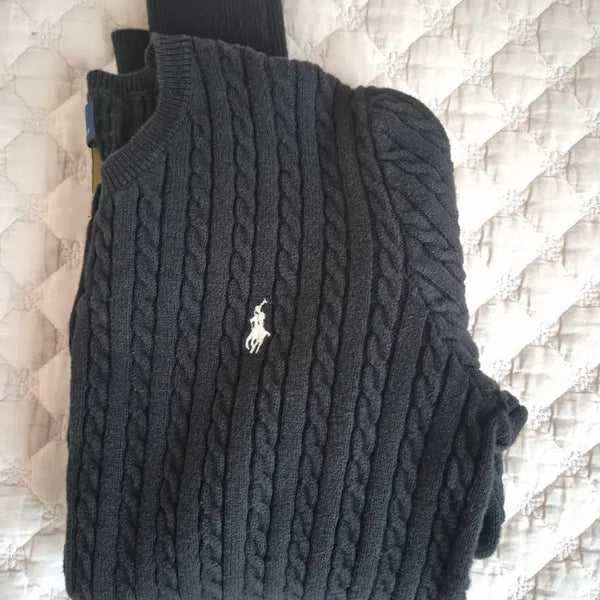 [BUNJANG] Polo Ralph Lauren Girls Cotton Cable Cardigan Black XL / 폴로 랄프로렌 걸즈 케이블 가디건 블랙xl