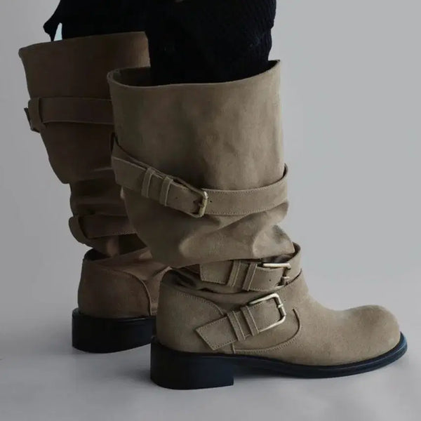 [BUNJANG] LaRoom Manhattan Buckle Boots (Beige) / 라룸 맨하탄 버클부츠