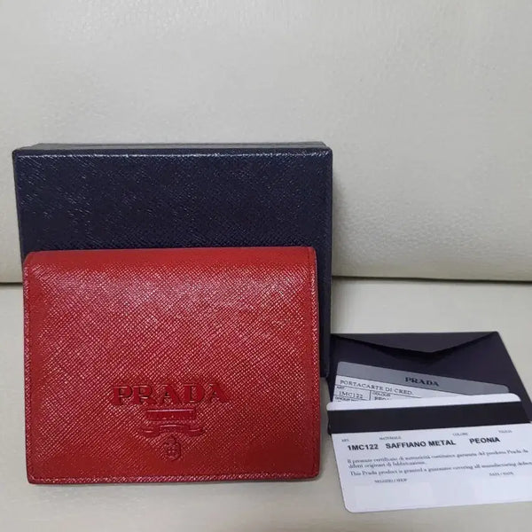 [BUNJANG] Prada Bi-fold Wallet Red / 프라다 반지갑 레드 정품