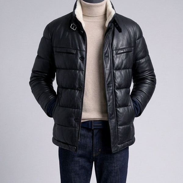 [BUNJANG] MAESTRO Italian Lambskin Goose Down Padded Blouson Jacket / 마에스트로 / MAESTRO 이태리 양가죽 구스다운 패딩 블루종 점퍼 자켓 / 100
