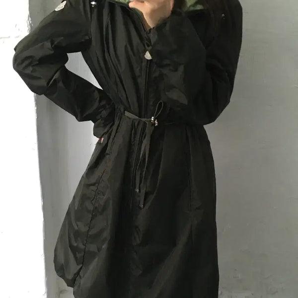 [BUNJANG] Moncler Olive Green Nylon Hooded Rain Coat / Moncler 몽클레르 올리브그린 나일론 레인 후드 코트