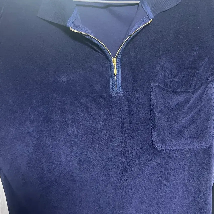 [BUNJANG] Poker Face Zip-Up Polo Shirt Navy / 포커페이스 집업 폴로 셔츠 네이비 1
