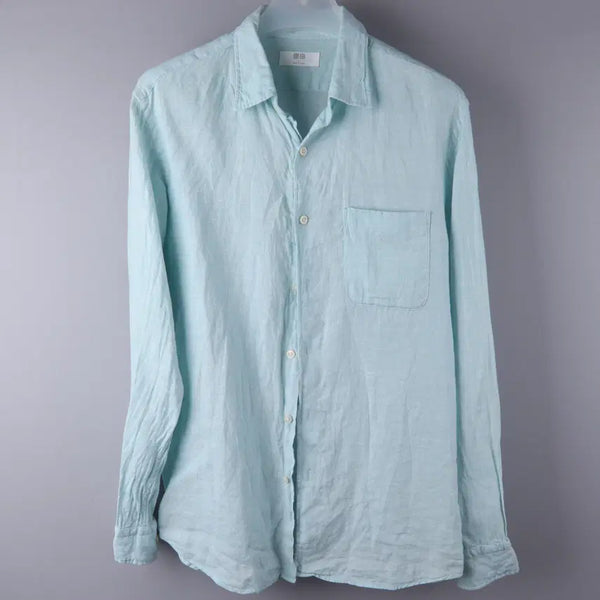 [BUNJANG] Uniqlo Premium Linen Long Sleeve Shirt Mint (L) / 유니클로 프리미엄 린넨 셔츠(긴팔) 민트 (L)