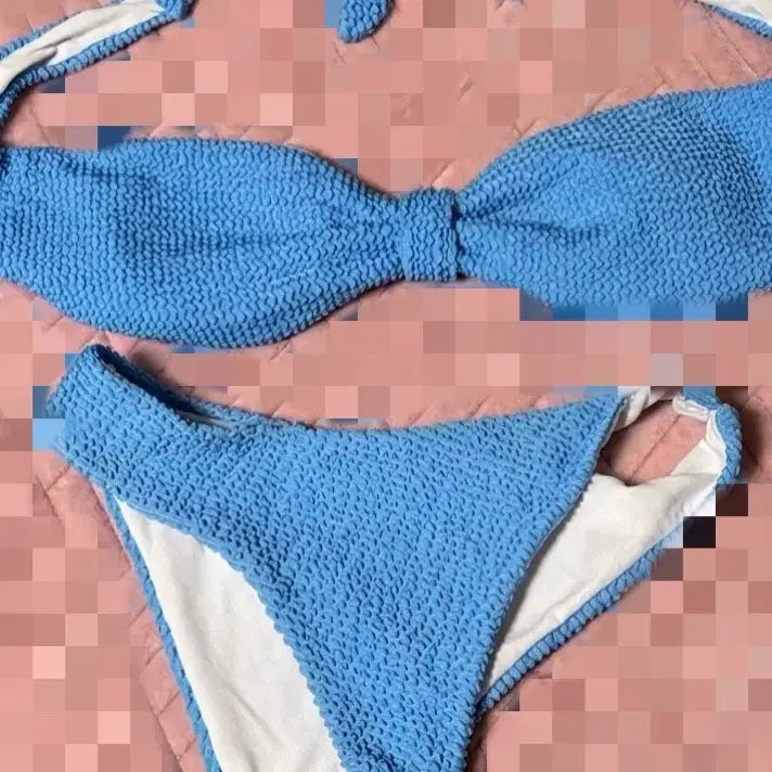 [BUNJANG] Texture Bikini Blue / 텍스처 비키니 블루 (착샷)