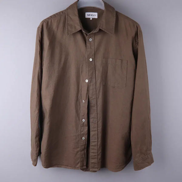 [BUNJANG] MERGO Linen Blend Shirt Khaki Brown (L) / MERGO 메르고 린넨 혼방 셔츠 카키 브라운 (L)