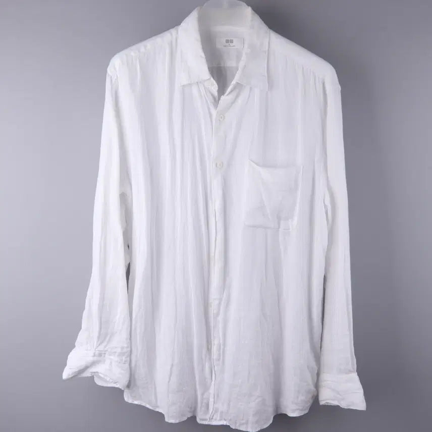 [BUNJANG] Uniqlo Premium Linen Long Sleeve Shirt White XL / 유니클로 프리미엄 린넨 셔츠(긴팔) 화이트 (XL)