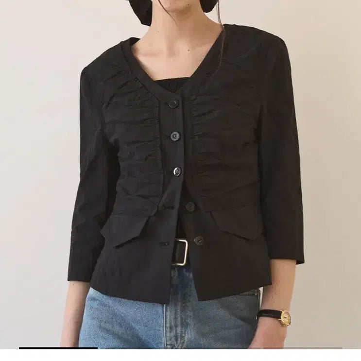 [BUNJANG] JASP Manon Shirring Jacket Black / 쟈습(J'ASP) 마농 셔링 재킷 블랙