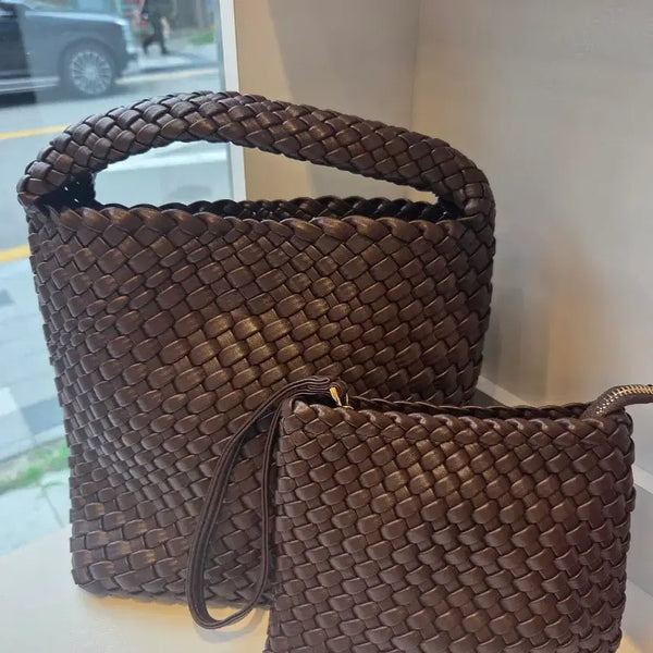 [BUNJANG] Weaving Brown Set Tote Bag / 위빙브라운세트(새상품)