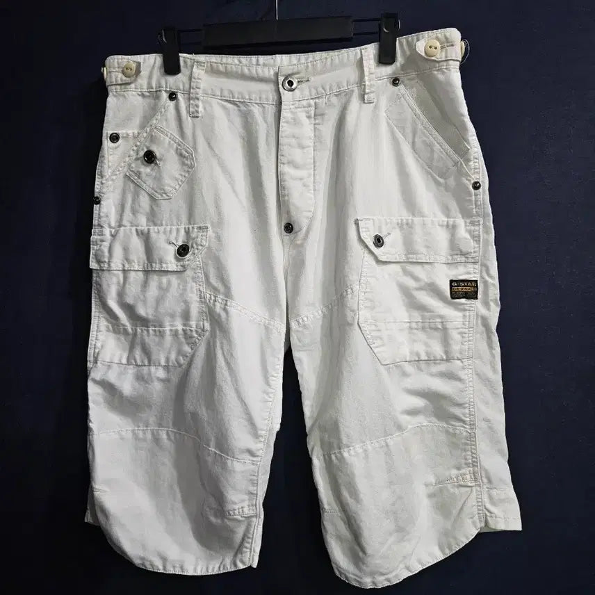 [BUNJANG] G-Star RAW White Men's Cargo Shorts (Waist 34-35) / 지스타로우 화이트 남성 허리 34~35 멀티 포켓 카고반바지