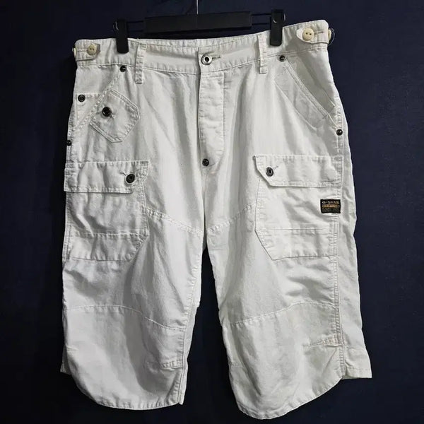 [BUNJANG] G-Star RAW White Men's Cargo Shorts (Waist 34-35) / 지스타로우 화이트 남성 허리 34~35 멀티 포켓 카고반바지