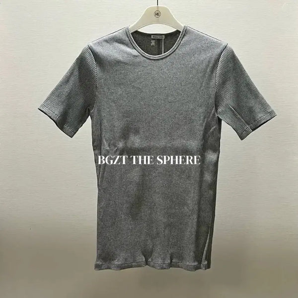 [BUNJANG] Recto 26SS Rib Jersey Top Melange Grey / [할인] 렉토 26SS 립 저지 탑 골지 반팔티 멜란지 그레이