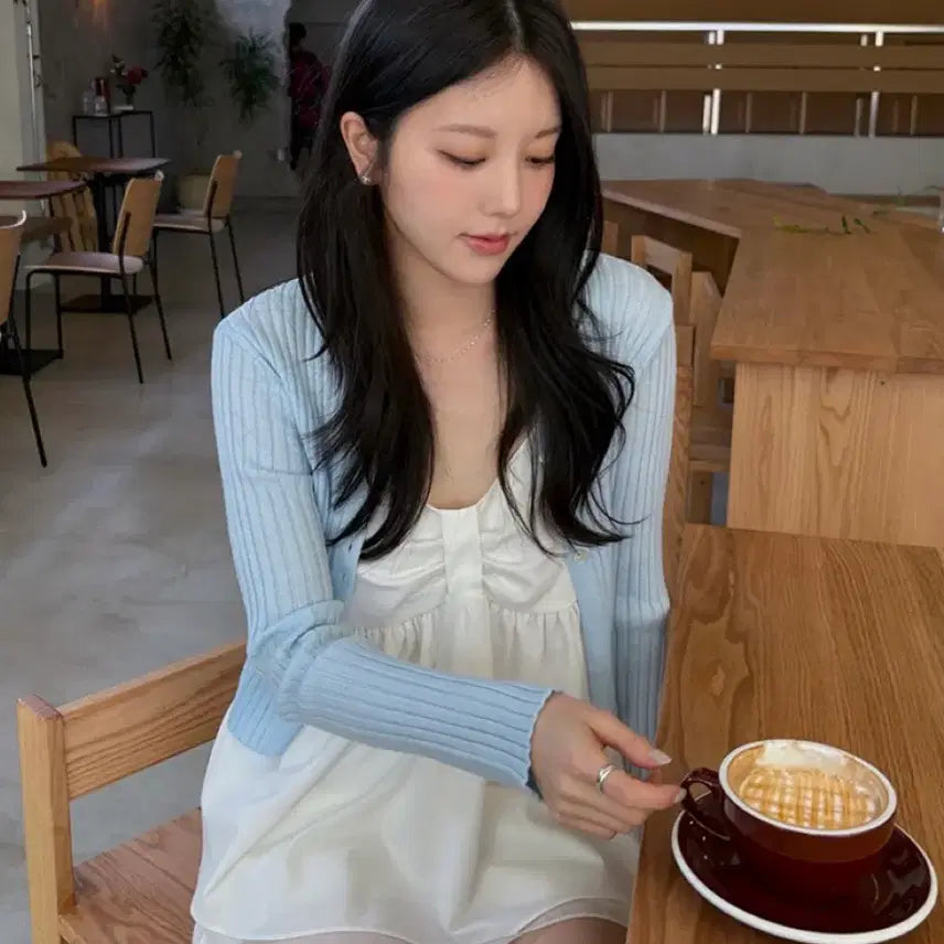 [BUNJANG] V-Neck Ribbed Cardigan / (새상품) 브이넥 골지 가디건