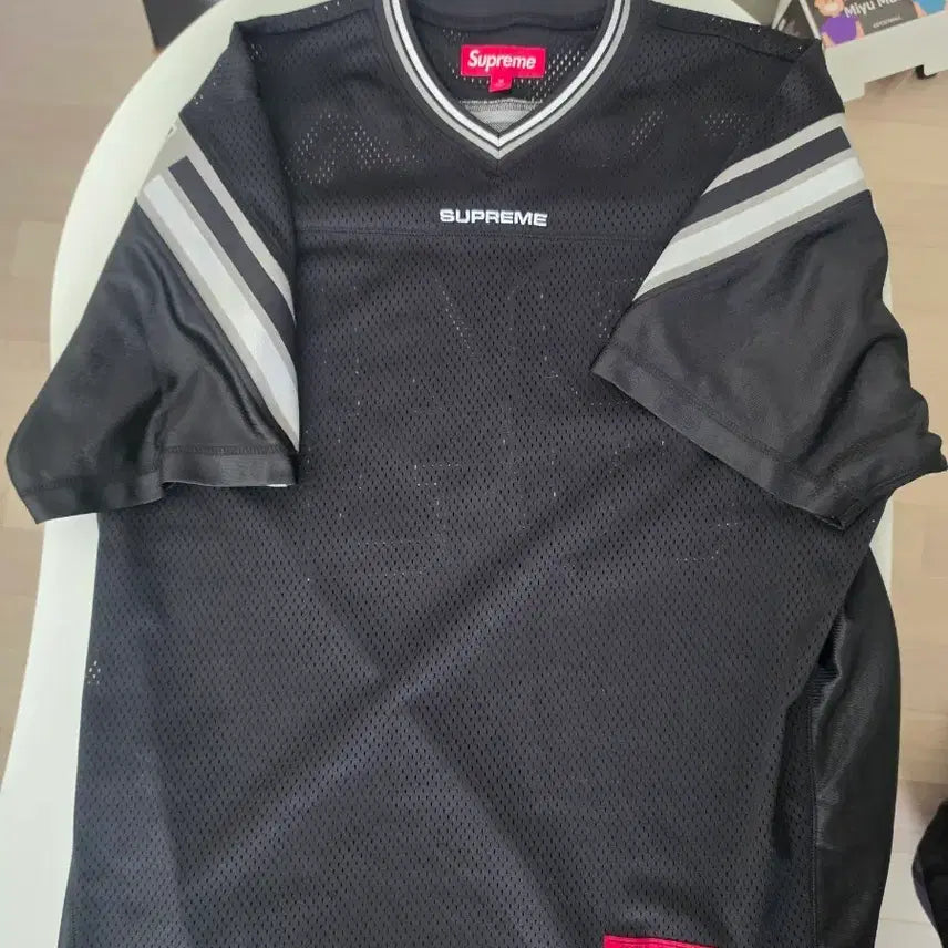 [BUNJANG] Supreme Jacquard Lip Football Jersey Black / 슈프림 자카드 립 풋볼 저지