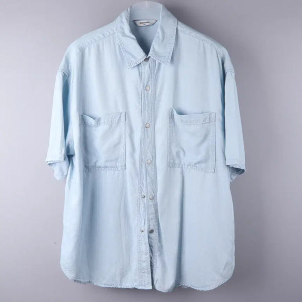 [BUNJANG] 8seconds Lyocell Short Sleeve Denim Shirt Sky Blue (2XL) / 에잇세컨즈 리오셀 반팔 데님 셔츠 스카이블루 (2XL)
