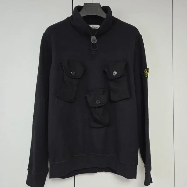 [BUNJANG] Stone Island Highneck Mag Pouch Sweatshirt Black L / [매장판] 스톤아일랜드 하이넥 탄창 맨투맨 블랙 L