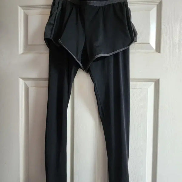 [BUNJANG] Black Shorts Integrated Rashguard Leggings / 반바지 일체형 레쉬가드 레깅스