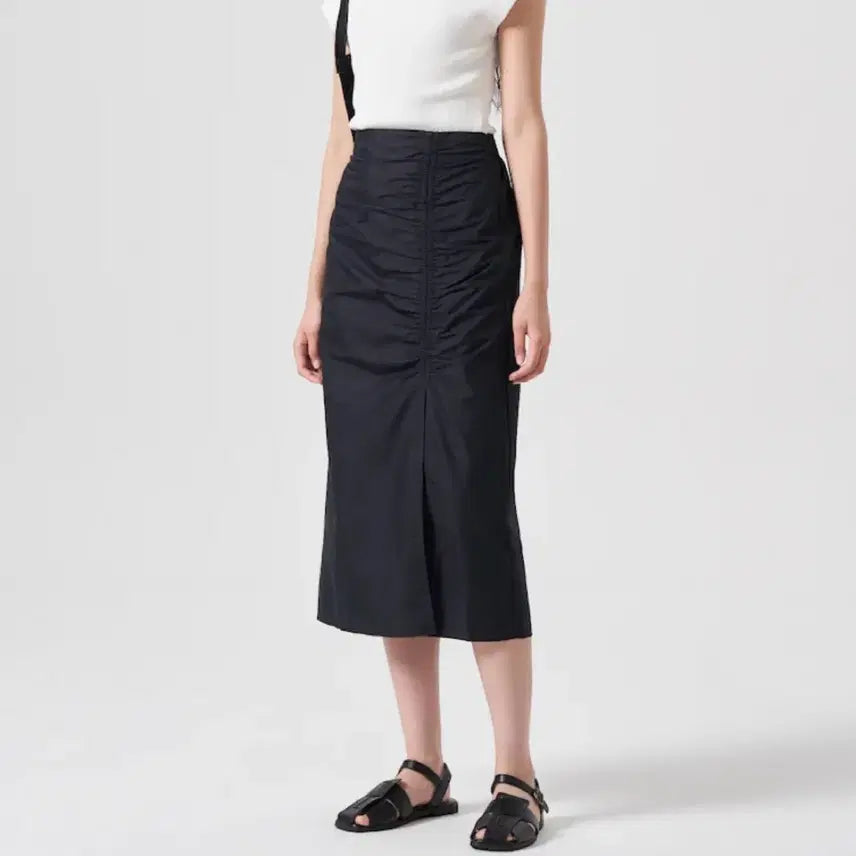[BUNJANG] 8seconds Cotton Nylon Shirring Long Skirt Black XS / 에잇세컨즈 코튼 나일론 셔링스커트 롱스커트 블랙 xs