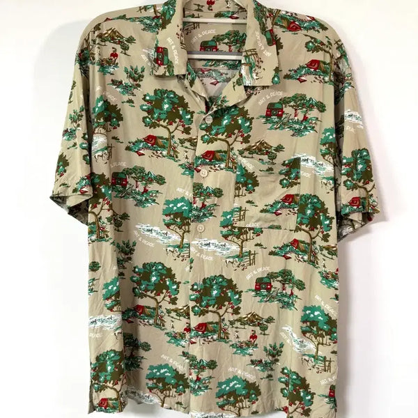 [BUNJANG] GU Japanese Camping Pattern Shirt / 일본 GU 캠핑 패턴 셔츠 100