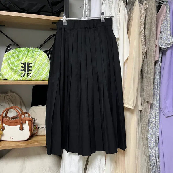 [BUNJANG] Black Pleated Midi Skirt / 블랙 플리츠 스커트
