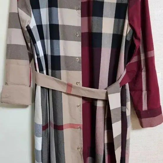 [BUNJANG] Check Pattern Shirt Dress with Belt Set / 체크 패턴 셔츠 원피스 벨트 세트