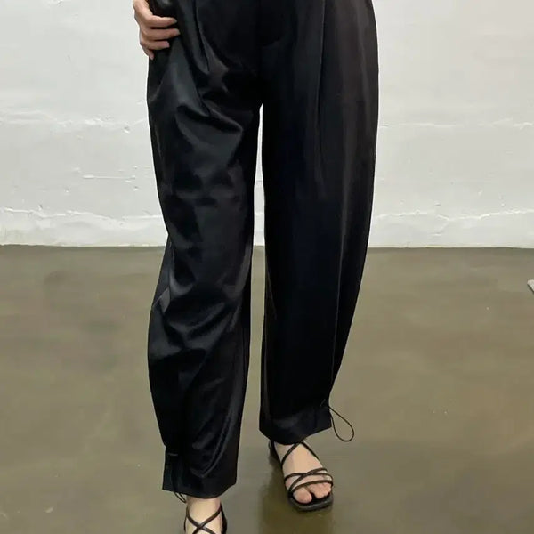 [BUNJANG] Insilence Black Leather Wide Pants - Size S / 인사일런스 블랙 레더 와이드 팬츠 S