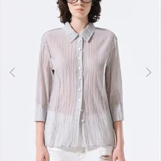 [BUNJANG] Matinkim Crinkle Blouse Light Gray / 마뗑킴 크링클 블라우스 라이트 그레이 M 새상품