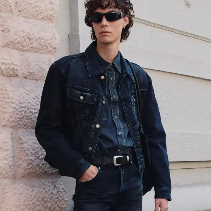 [BUNJANG] Ellude Bourbon Denim Trucker Jacket Midnight Blue / 엘무드 44) 버번 데님 트러커 자켓 미드나잇블루