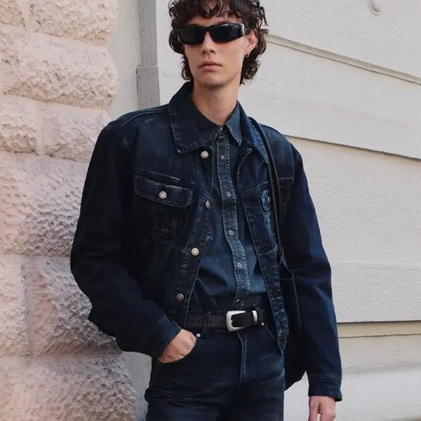 [BUNJANG] Ellude Bourbon Denim Trucker Jacket Midnight Blue / 엘무드 44) 버번 데님 트러커 자켓 미드나잇블루
