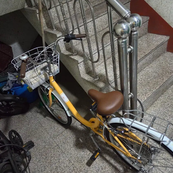 [BUNJANG] Yellow Hybrid Bicycle with Basket and Rack / 자전거