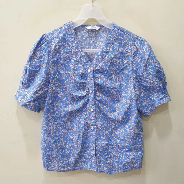 [BUNJANG] L'ECCOVE HELSINKI Short Sleeve Blouse Blue / [Free] L'ECCOVE HELSINKI 반팔 블라우스 블루