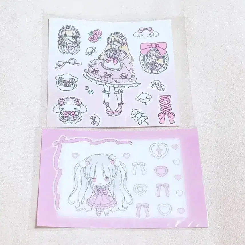 [BUNJANG] Deco Sticker Set - Cute Girl Character Illustration Stickers / 다꾸씰스티커 인물다꾸 메이드스티커 미소녀스티커 샤오홍슈다꾸 인물스티커 다꾸띵 다꾸스티커 지뢰계스티커