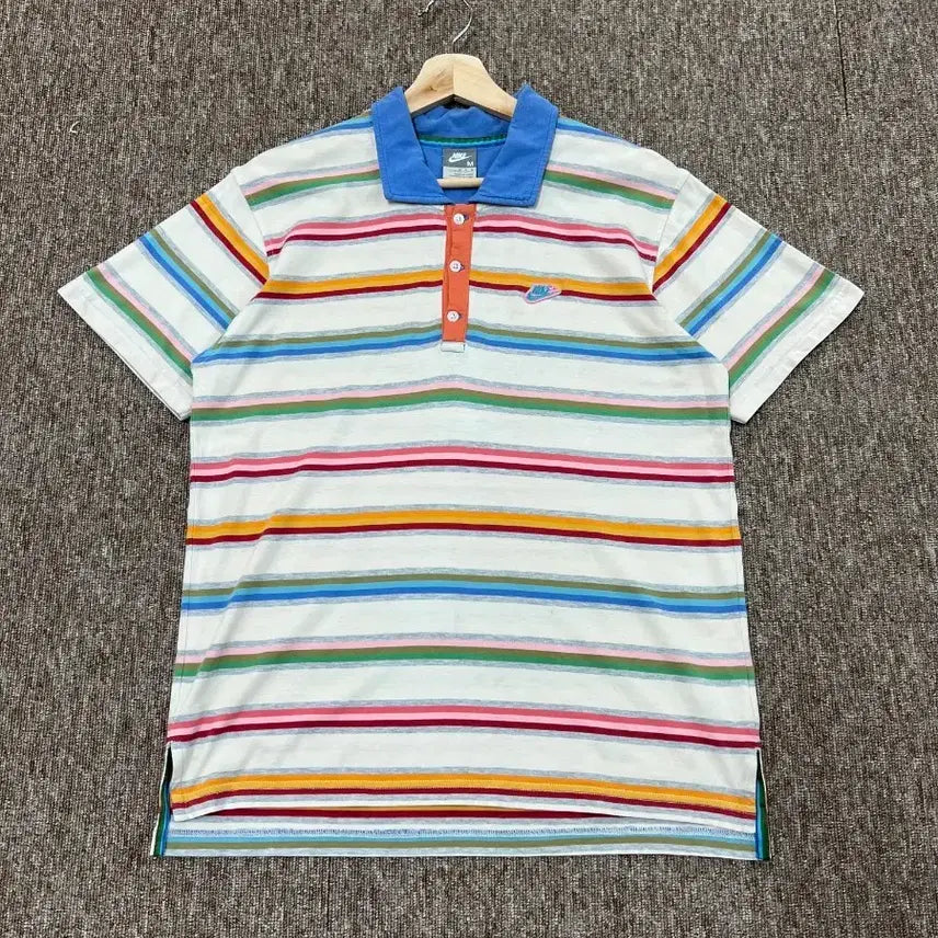 [BUNJANG] Nike Stripe Short Sleeve Polo T-Shirt - Size M / 나이키 스트라이프 반팔 카라티 M