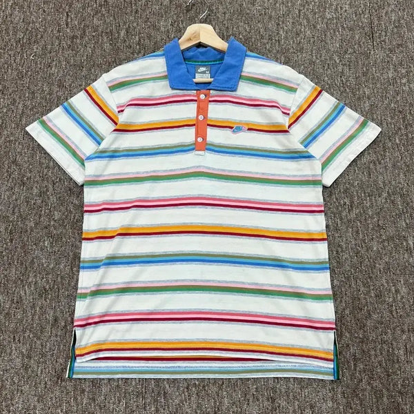 [BUNJANG] Nike Stripe Short Sleeve Polo T-Shirt - Size M / 나이키 스트라이프 반팔 카라티 M