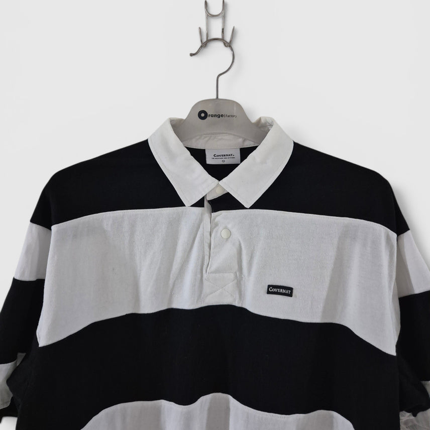 [BUNJANG] Covernat Striped Short Sleeve Polo Shirt Oversized Fit / [L]커버낫 스트라이프 반팔카라티 오버핏