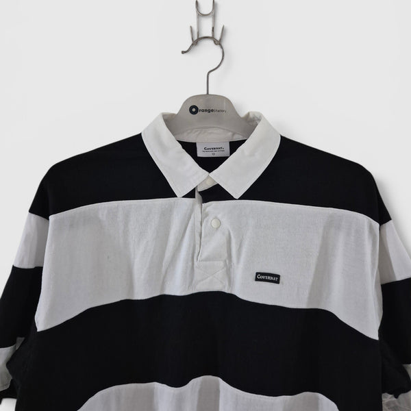 [BUNJANG] Covernat Striped Short Sleeve Polo Shirt Oversized Fit / [L]커버낫 스트라이프 반팔카라티 오버핏