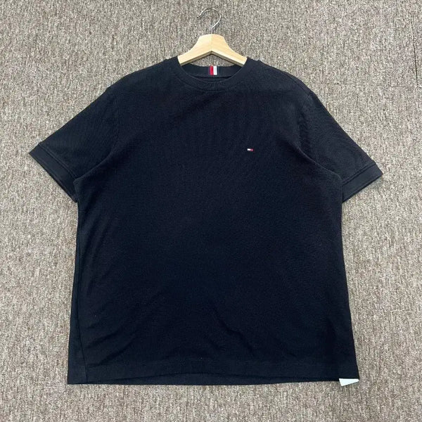 [BUNJANG] Tommy Hilfiger Black Knit Short Sleeve T-Shirt (L) / 타미힐피거 블랙 니트 반팔티 L