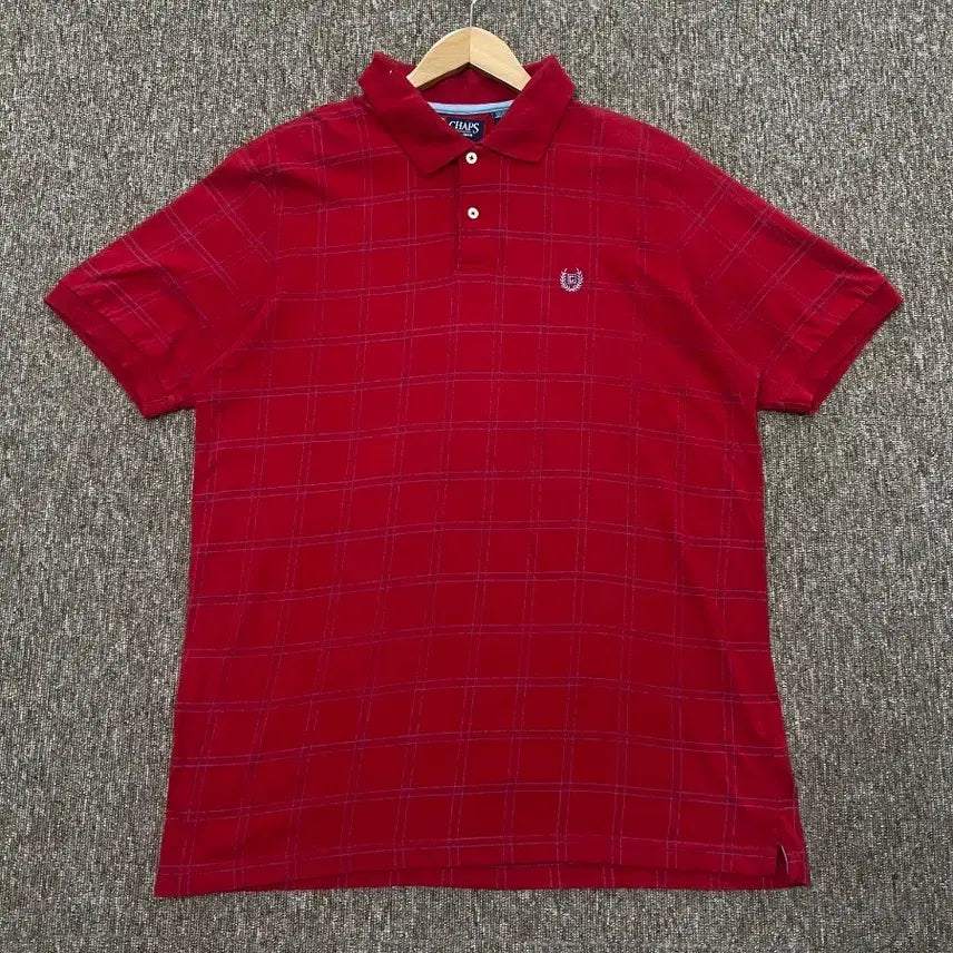 [BUNJANG] CHAPS Check Short-Sleeve Polo Shirt L / 챕스 CHAPS 체크 반팔 카라티 L