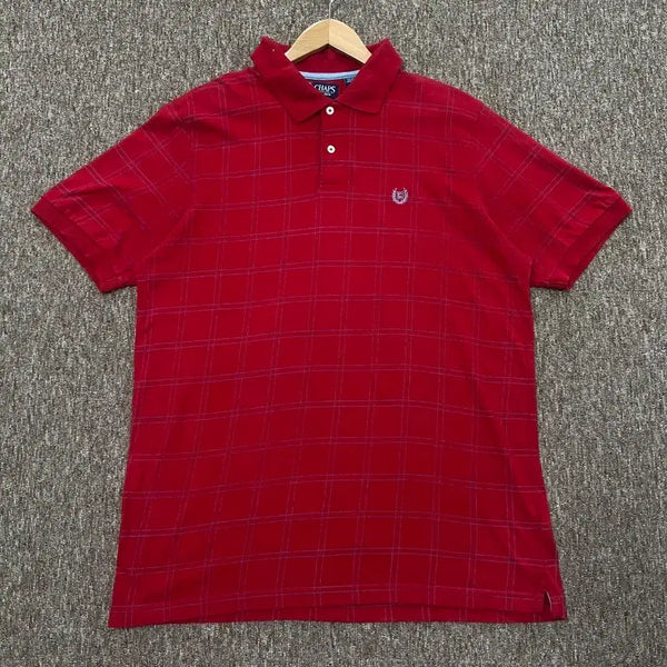 [BUNJANG] CHAPS Check Short-Sleeve Polo Shirt L / 챕스 CHAPS 체크 반팔 카라티 L