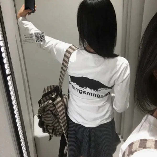 [BUNJANG] Mountain Carbonate Long Sleeve White Black / 탄산마그네슘 마운틴 롱슬리브 화이트 블랙 (1)