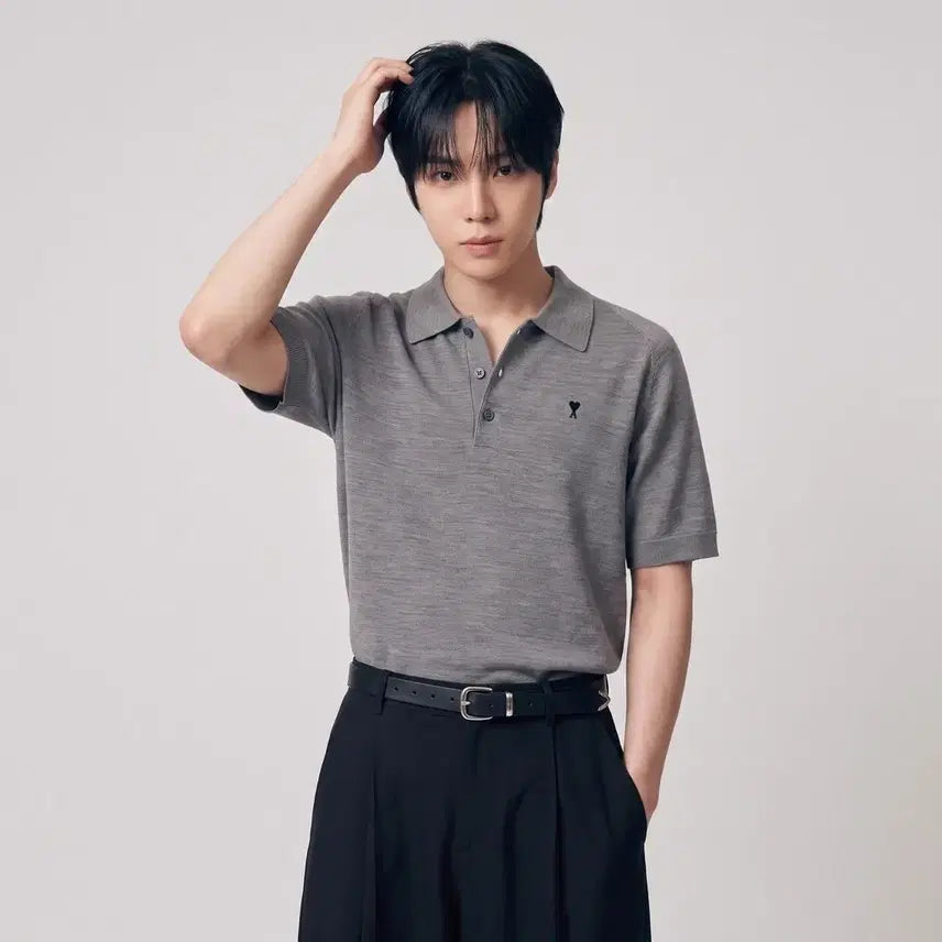 [BUNJANG] AMI Alexandre Mattiussi Wool Short Sleeve Polo Knit / 정품)아미 울 반팔 PK 카라 니트