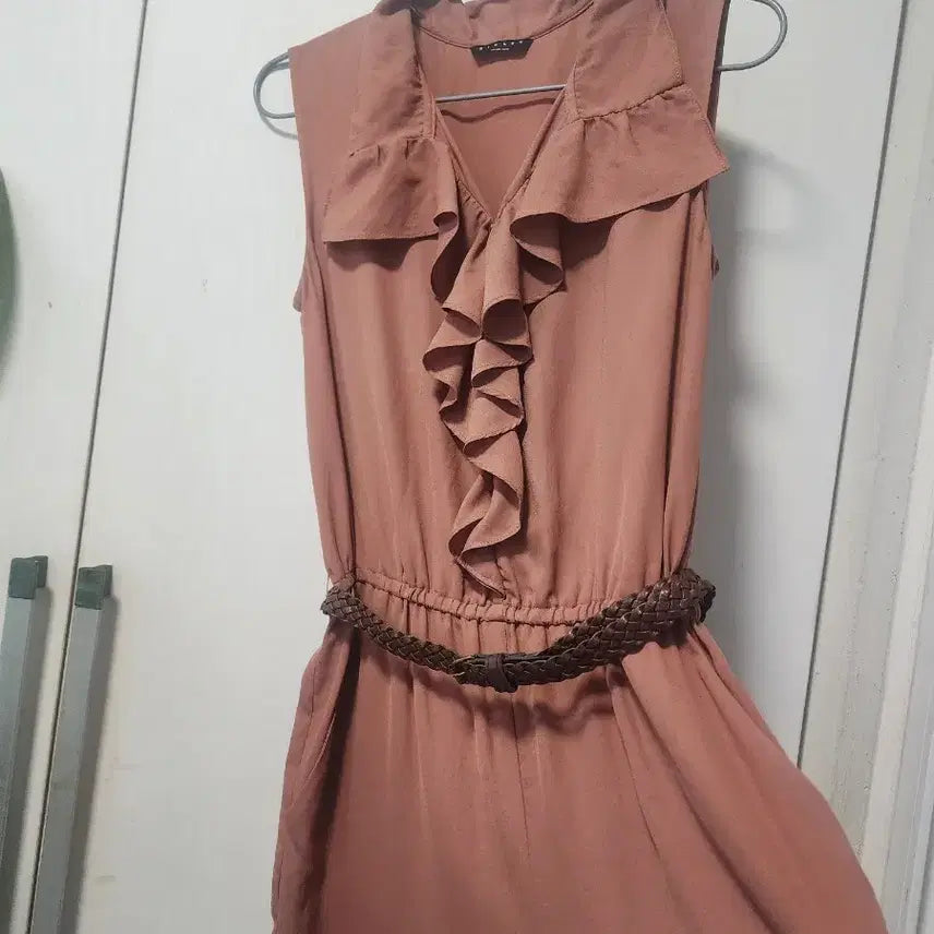 [BUNJANG] SISLEY Sleeveless Jumpsuit Dress Brown / 시슬리 점프수트 드레스