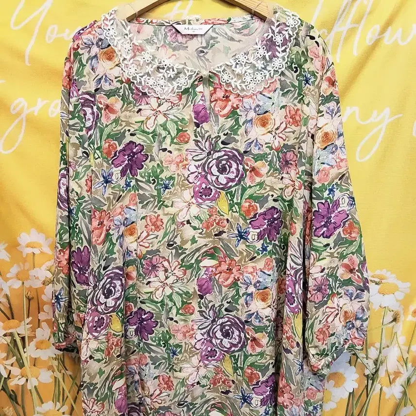 [BUNJANG] Madam4060 Rayon Floral Blouse XXL / 110XXL]      Madam4060 인견레이온  꽃무늬 블라우스