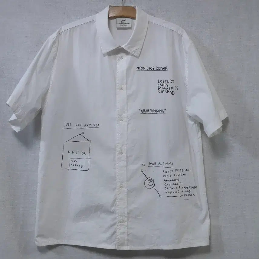 [BUNJANG] Jean-Michel Basquiat x Frank Stone Art Collaboration Short Sleeve Shirt / 장 미셸 바스키아 프랭크스톤 정품 아트워크 반팔 셔츠 95 100 여름 남방