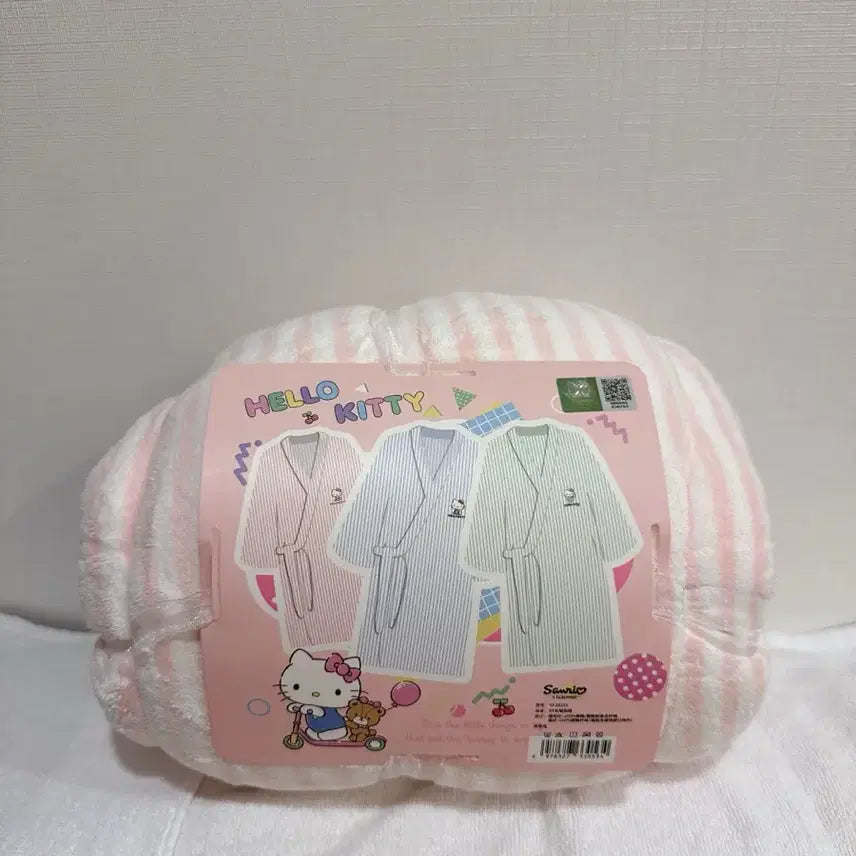[BUNJANG] Hello Kitty Stripe Robe Pink Shower Gown / 키티 스트라이프 로브 핑크 샤워가운 (새상품)
