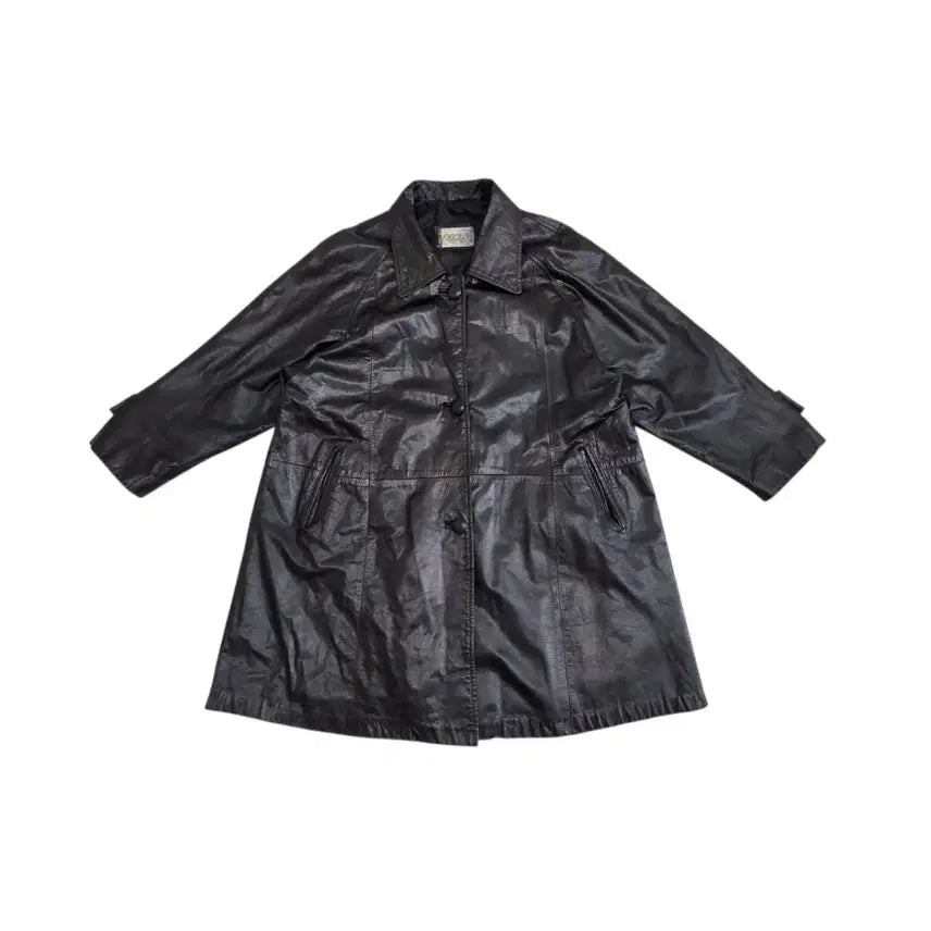 [BUNJANG] FIRENZE Vintage Leather Trench Long Coat / FIRENZE 피렌체 빈티지 가죽 트렌치 롱 코트