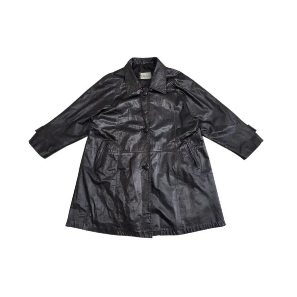[BUNJANG] FIRENZE Vintage Leather Trench Long Coat / FIRENZE 피렌체 빈티지 가죽 트렌치 롱 코트